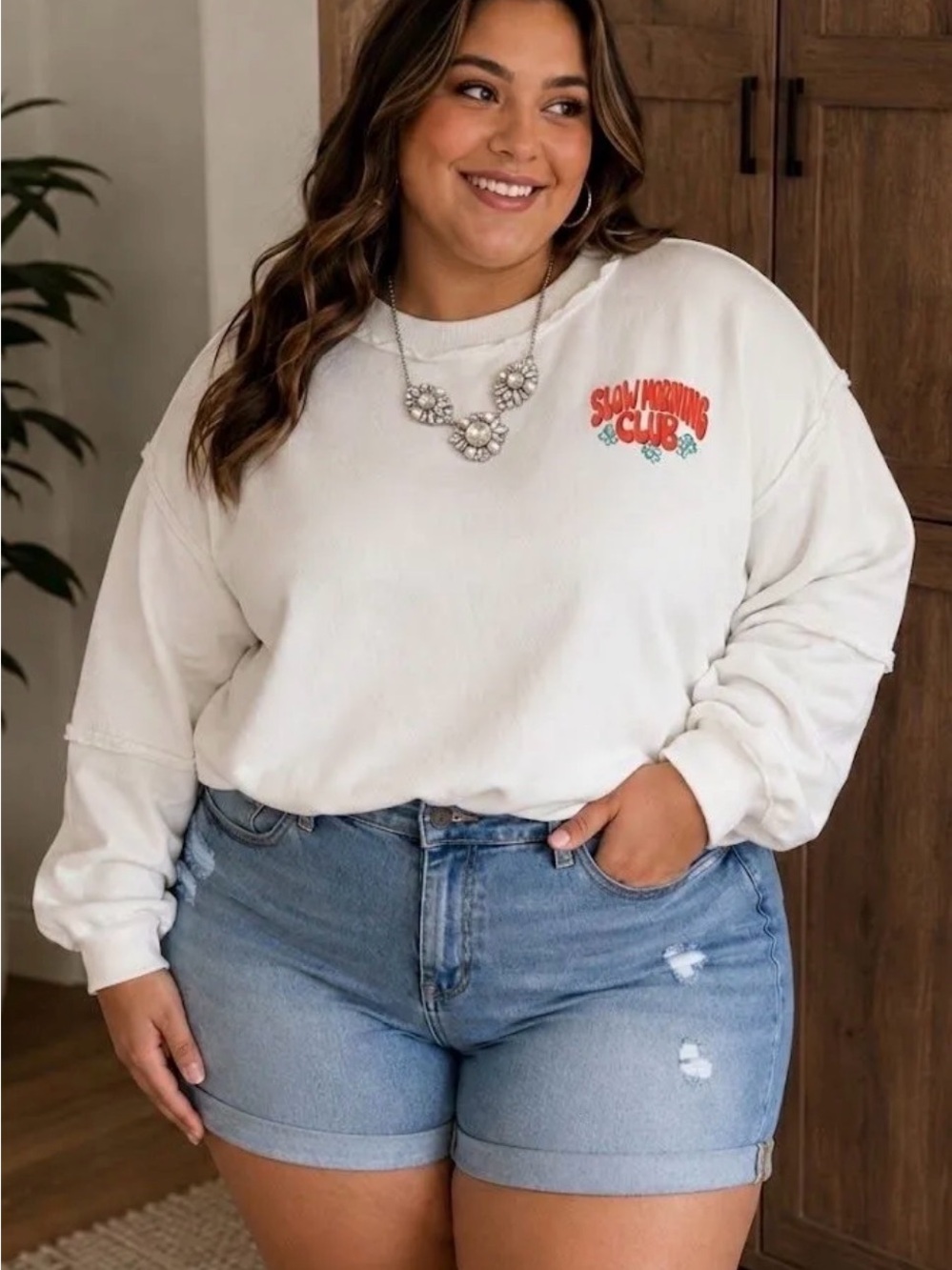 Celebrate It Cream 'Slow Morning Club' Pullover Sweatshirt